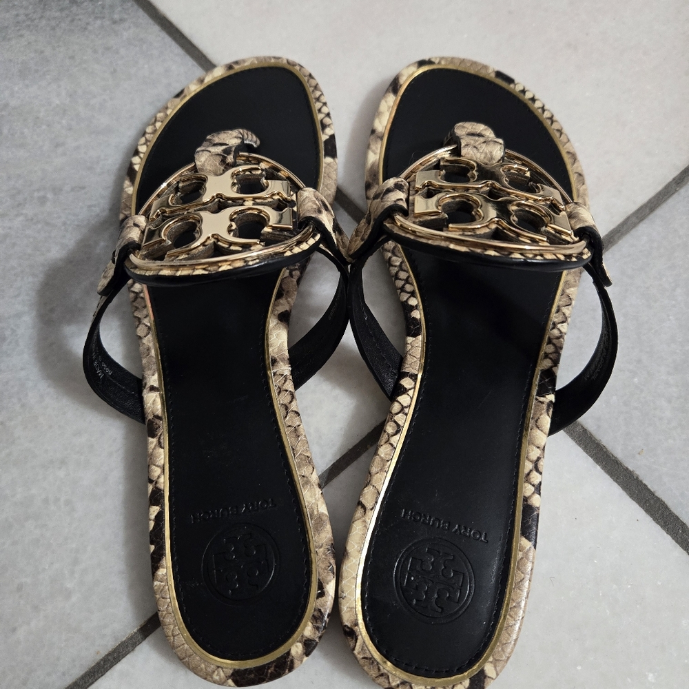 New tory burch metal miller sandals
